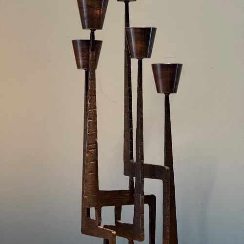C1960 A Large Spanish Iron Brutalist Candelabra