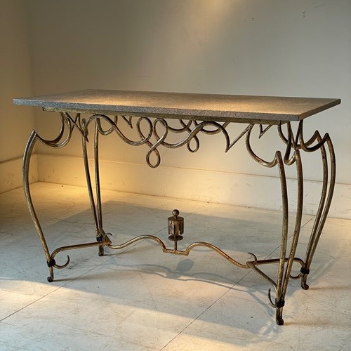 C1935  French Gilt Iron Console Table By Rene Prou