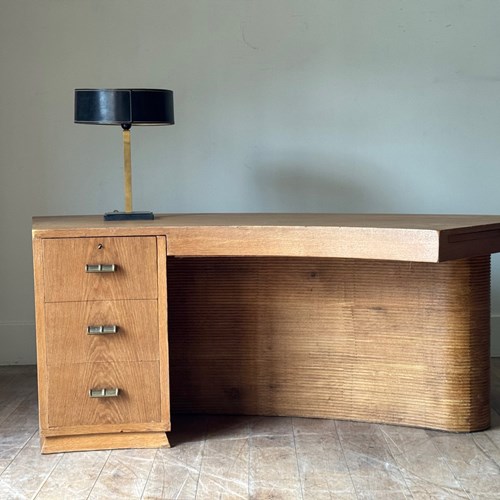 C1930 A Wonderful French Oak Curved Ribbed Desk