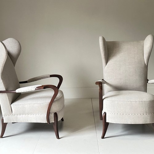 C1930/40S A Stylish Pair Of French Wing Armchairs