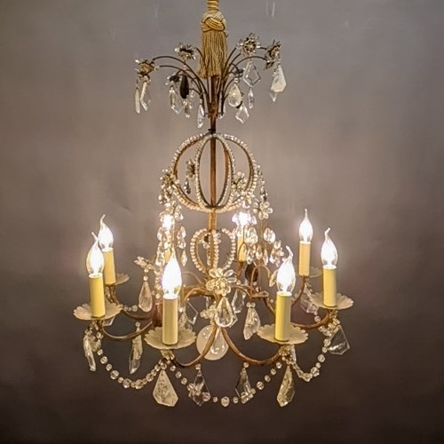 Circa 1930 A French Rock Crystal Chandelier