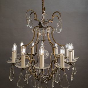 A Mid Century French Brass Chandeli...