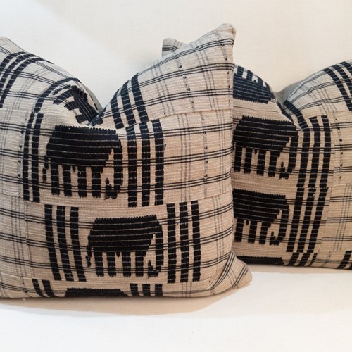 Mid Century West African Elephant Cushions