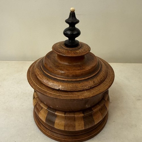 C1870 A Large Dutch Turned Wood Tobacco Box 