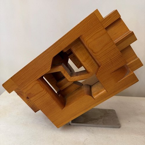 C1970 A Spanish Wooden Brutalist Sculpture By Barasoain 