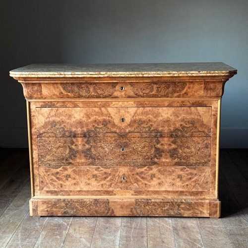 C1830 A Beautiful French Louie Philippe Burr Walnut Commode