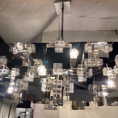 C1950 A Very Rare Pair Of Cube Sciolari Chandeliers