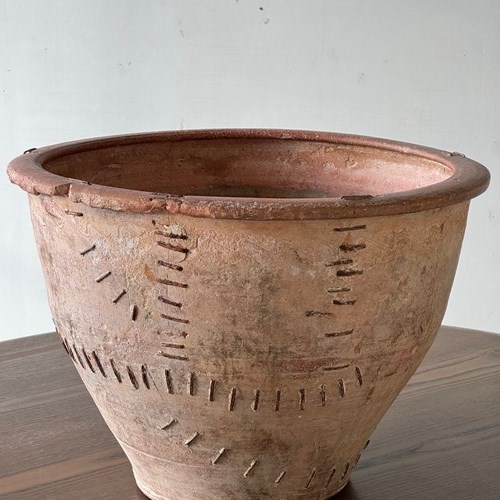 C1890 A Wonderful Well Loved Spanish Stapled Terracotta Pot