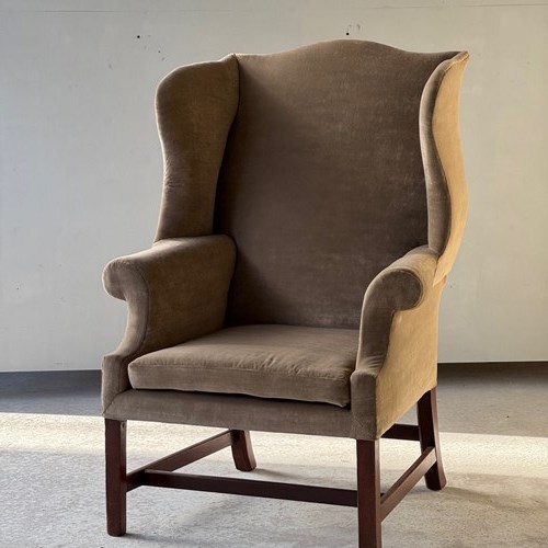 C1750 An English George 111 Wing Chair In Velvet. 