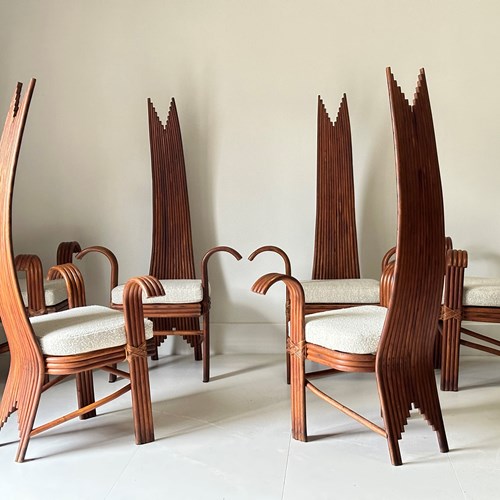 C1970 A Wonderful Set Of 6 American Cane Dining Chairs