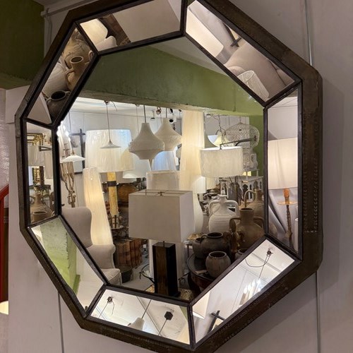 C1970 A Large Spanish Brass Clad Mirror By Rodolfo Dubarry