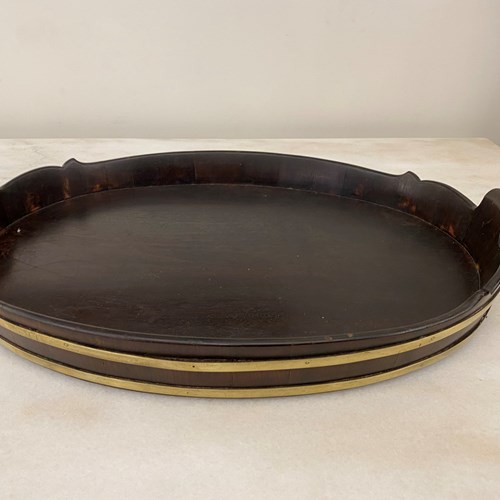 C1880 A Flemish Brass Bound Oval Tray
