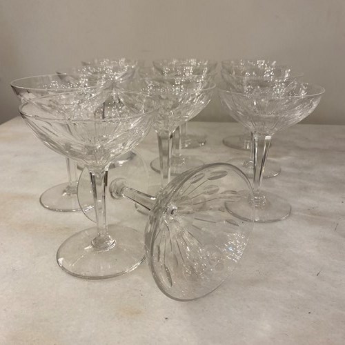 C1950 A Set Of 10 Crystal French Val St Lambert Champagne