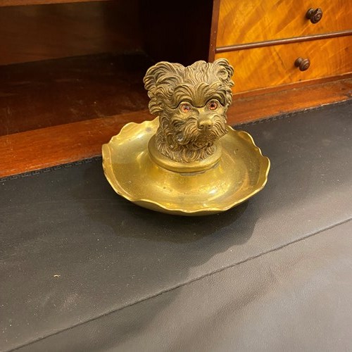 C1870 A French Bronze Dog Inkwell