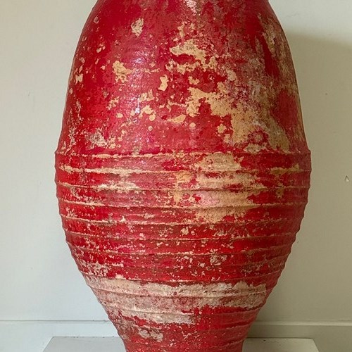 C1870 A Large Spanish Terracotta Red Olive Pot 