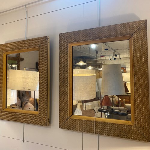 C1870 A Pair Of Carved Wood Gilt "Woven" Mirrors