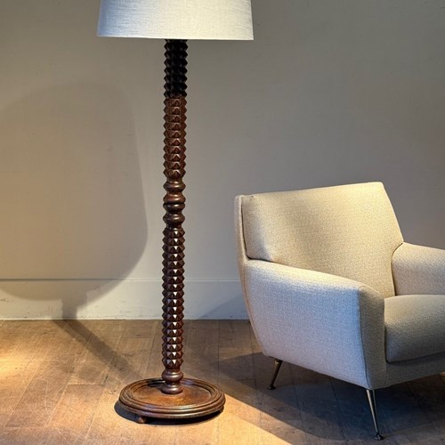 C1960 A French Floor Lamp In Stained Beech - Style Of Dudouyt