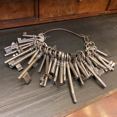 A Collection Of 18Th & 19Th Century Iron Keys On An Iron Ring