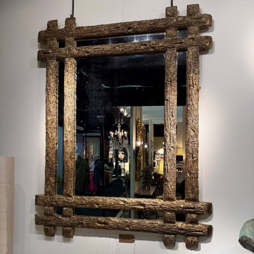 C1850 A Stylish French Faux Bois Gild Wood Mirror