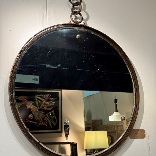 C1950 A Stylish French Gilt Iron Circular Mirror