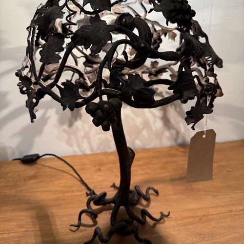 C1930 A Chic French Iron Table Lamp In The Form Of A Grape Vine