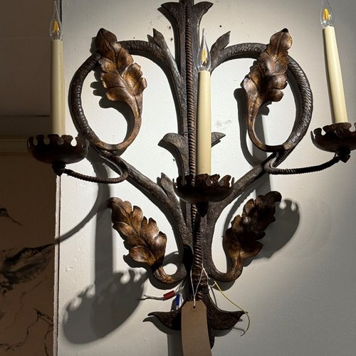 C1950 A Pair Of Large French Iron Gilt Wall Sconces