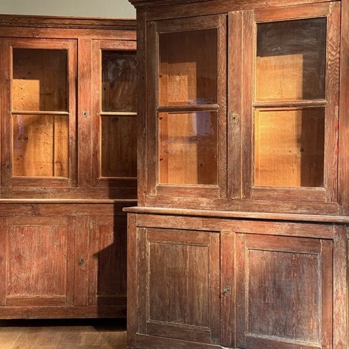 C1850 A Chic Pair Of French Pine Dry Scraped Bookcases