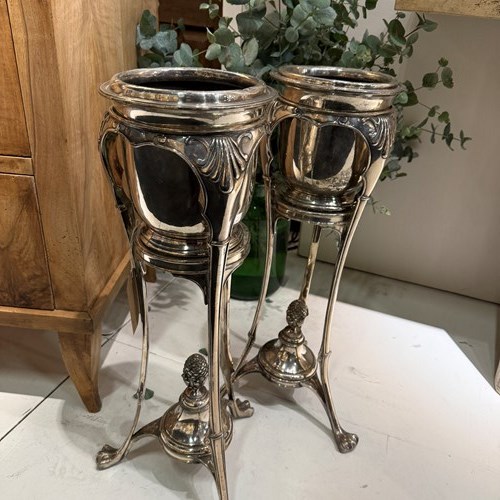 C1925 Rare Pair Of Silver Plate Champagne Coolers - Kit Kat Club!