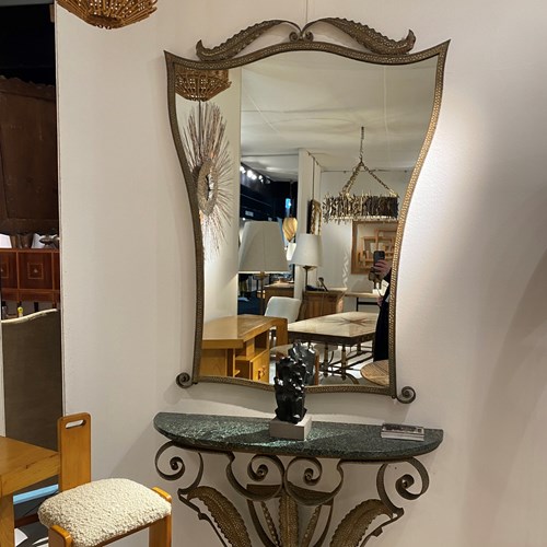 C1950 A French Iron Console Table & Mirror By Luigi Colli