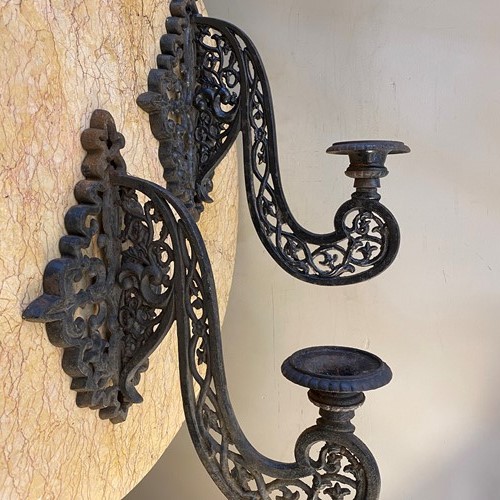 C1880 A Pair of Large Cast Iron Candle Sconces