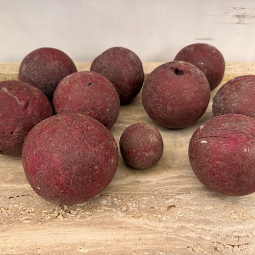 C1880 A Set Of French Red Wooden Boules