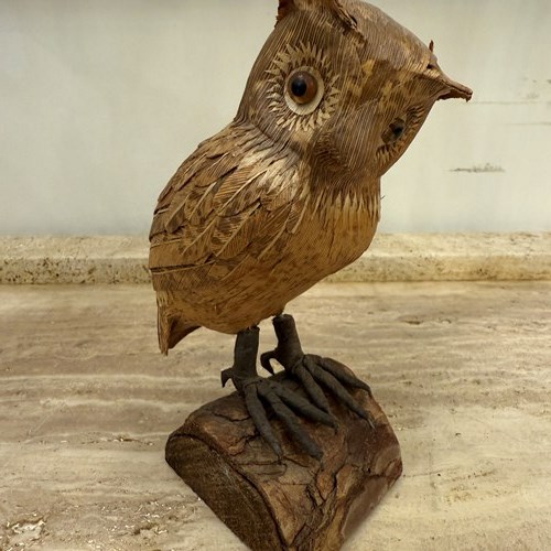 C1930 A French Carved Wood Owl