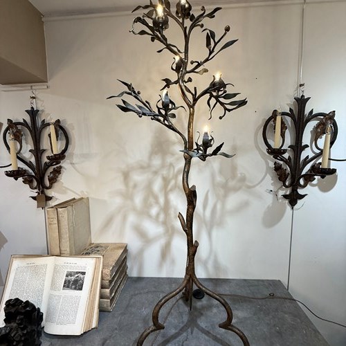 C1920 A Wonderful Italian Iron Olive Tree Floor Lamp