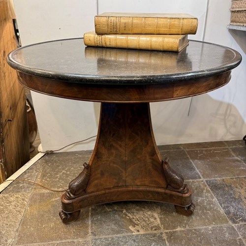 C1840 A Stylish French Mahogany Dolphin Head Gueridon
