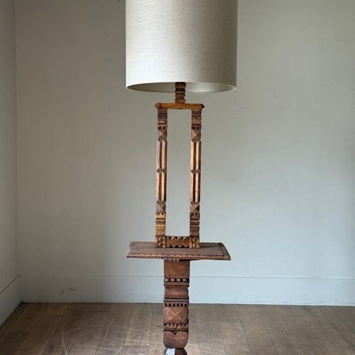 C1890 A French Aesthetic Movement Wooden Floor Lamp & Table.