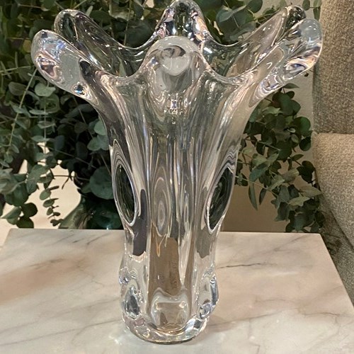 C1950 A French Crystal Modernist Vase By Art Vannes