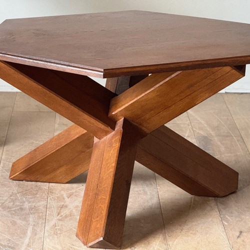 C1960 A French Brutalist Oak Occasional Table