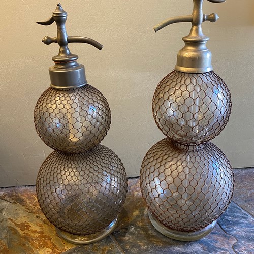 C1910 2 Large French Glass Gourd Soda Bottles