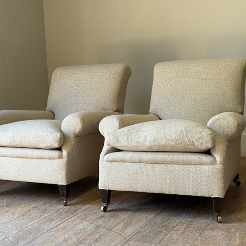 C1900 A Pair Of English "Howard Style' Country House Armchairs