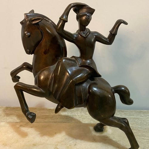 C1920 Bronze of a Girl Riding a Horse