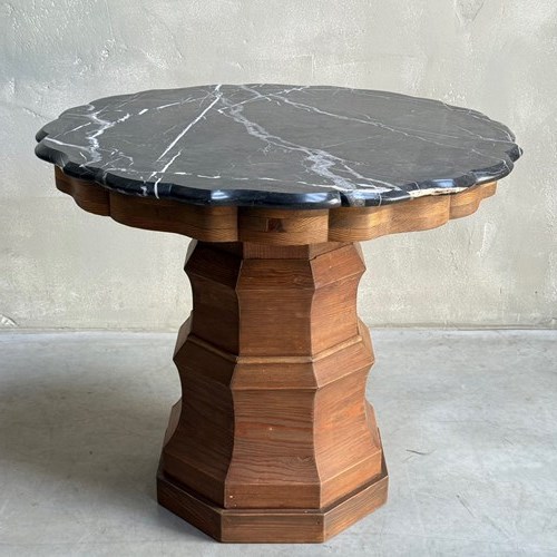 C1930-50 A Rare German Pine Gueridon With Fluted Marble Top