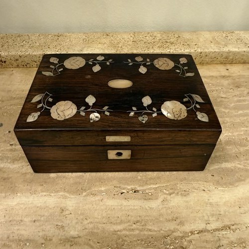C1880 A French Walnut  Mother Of Pearl Inlaid Box