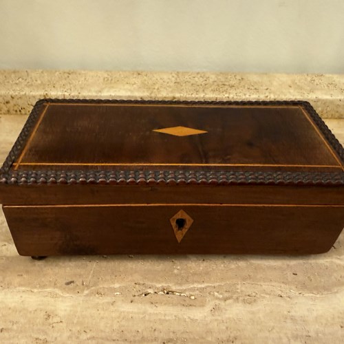 C1860 A French Walnut Inlaid Parquetry Box 