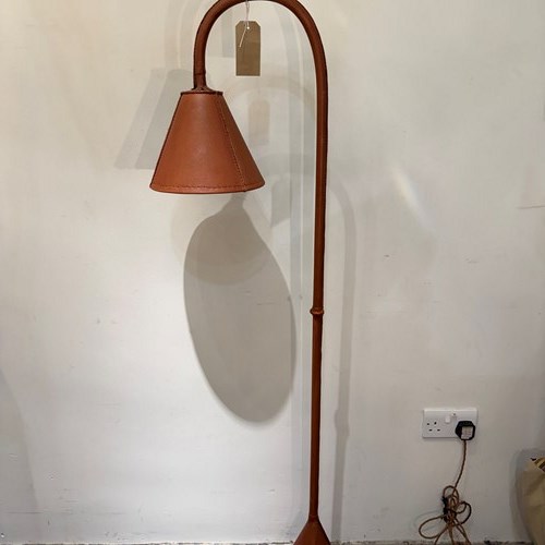 C1960 A Spanish Brown Leather Floor Lamp By Valenti