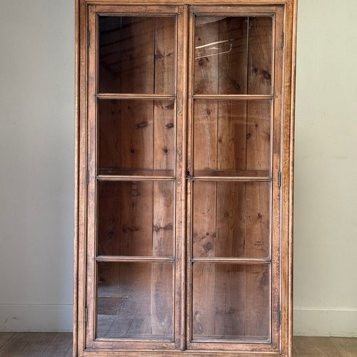 C1820 A Wonderful French Scumble Painted Pine Vitrine Bookcase