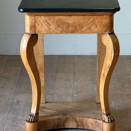 C1830 A Small Stylish French Walnut Console Table With Marble Top