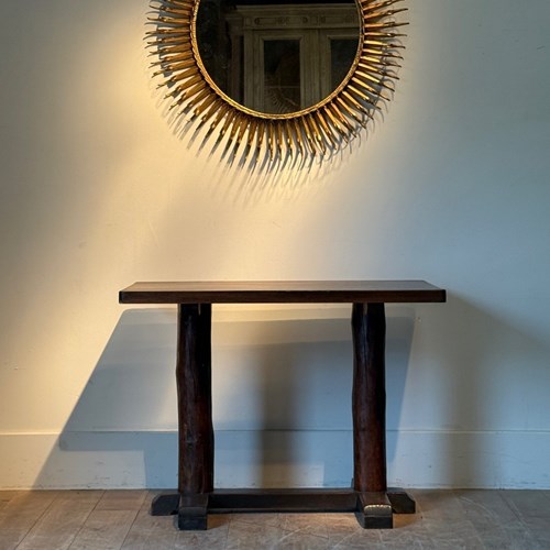 C1950 A Midcentury Rustic Spanish Console In Mixed Solid Woods