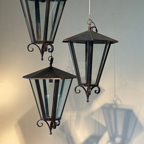 C1950 A Set Of 4 Italian Steel Lanterns - Sold Separately
