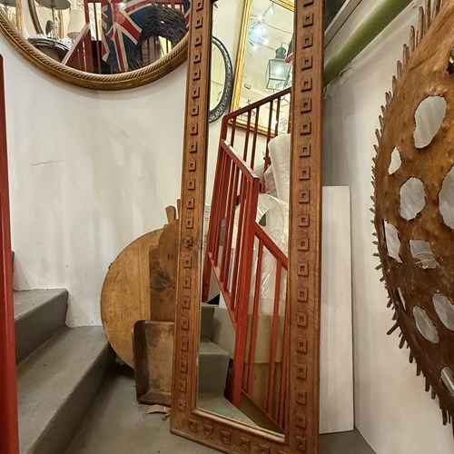 C1950 A Stylish Spanish Wooden Mirror With Square Details