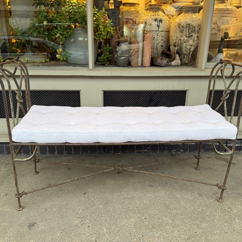C1890 A Wonderful French Iron Stool / Bench  - Great Patina!